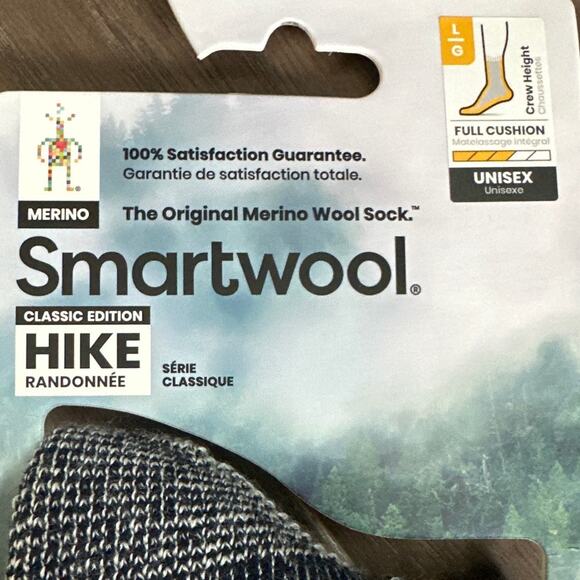 NWT Unisex Smartwool Classic Hike Full Cushion Crew Socks Merino Navy Size Large - Picture 2 of 4